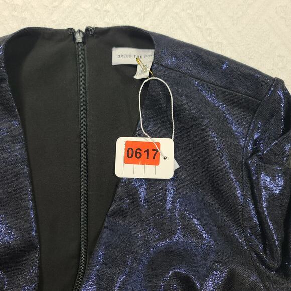 Dress The Population Daria Dress Formal cocktail party Shiny Blue XS Plunge neck - Picture 14 of 14